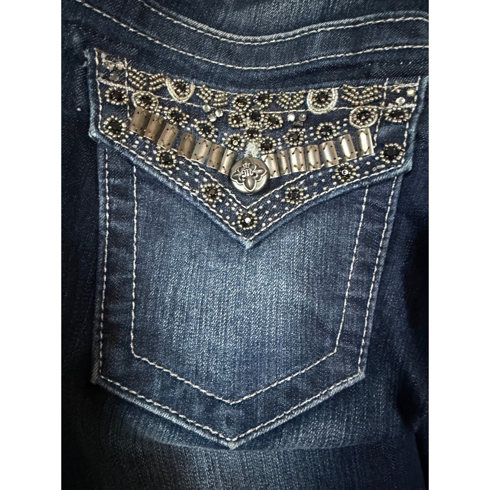 Miss Me Signature Rise Bootcut Jeans Dark Wash Contrast Stitch JP4656B12 Sz 28